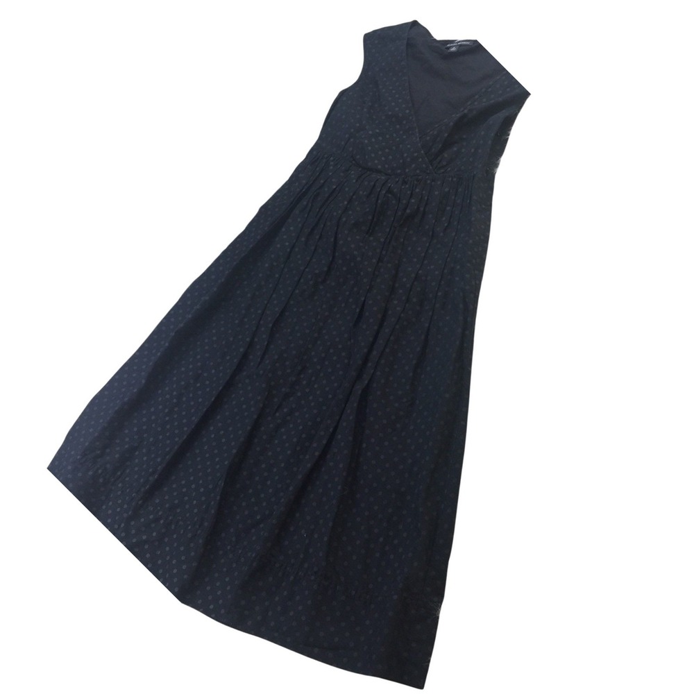 Banana Republic Womens Black Polka Dot Cotton Surplice V-Neck Midi Dress Size 2